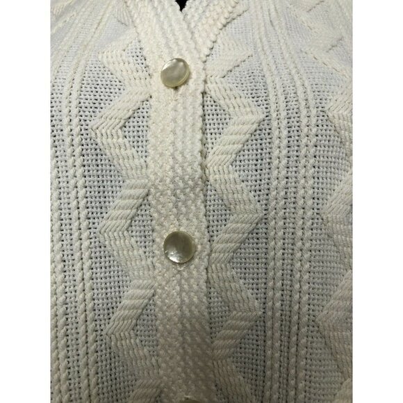 St Michael Cream Button Up Cardigan Women's EU L/XL Knit Acrylic Cable England - Picture 7 of 7